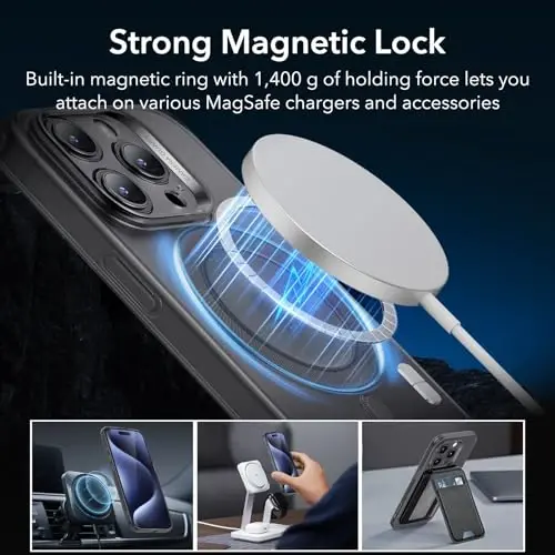 ESR for iPhone 15 Pro Case, Compatible with MagSafe, Military-Grade Protection, Resists Yellowing and Scratches, Magnetic Phone Case for iPhone 15 Pro, Zero Series, Frosted Black | Compatible with MagSafe, Slim, Military-Grade Drop Protection, Resist - 4