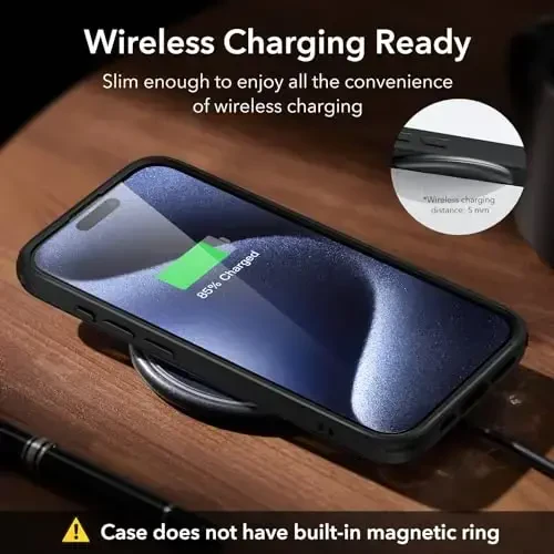 ESR for iPhone 15 Pro Case, Metal Kickstand Case, 3 Stand Modes, Military-Grade Drop Protection, Supports Wireless Charging, Slim Back Cover with Patented Kickstand, Boost Series, Black - 6