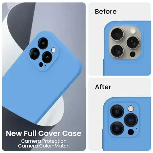FireNova Designed for iPhone 15 Pro Case, Silicone Upgraded [Camera Protection] Phone Case with [2 Screen Protectors], Soft Anti-Scratch Microfiber Lining Inside, 6.1 inch, Blue - 3