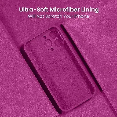 FireNova Designed for iPhone 15 Pro Case, Silicone Upgraded [Camera Protection] Phone Case with [2 Screen Protectors], Soft Anti-Scratch Microfiber Lining Inside, 6.1 inch, Shocking Pink - 5