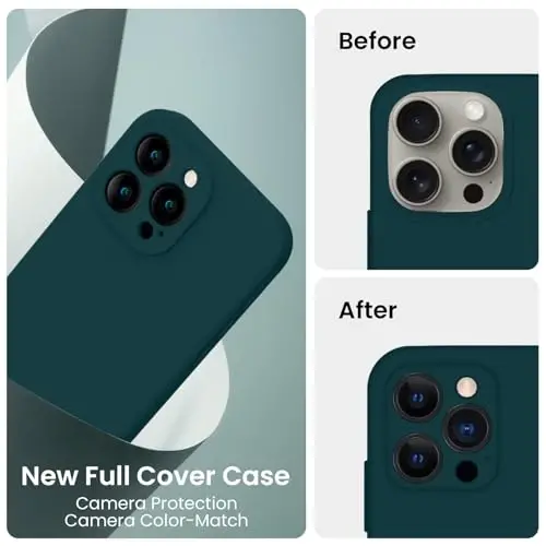 FireNova Designed for iPhone 15 Pro Case, Silicone Upgraded [Camera Protection] Phone Case, Soft Anti-Scratch Microfiber Lining Inside, 6.1 inch, Teal - 3