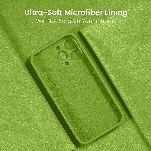 FireNova Designed for iPhone 15 Pro Case, Silicone Upgraded [Camera Protection] Phone Case with [2 Screen Protectors], Soft Anti-Scratch Microfiber Lining Inside, 6.1 inch, Sprout Green - 5