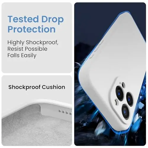 FireNova Designed for iPhone 15 Pro Case, Silicone Upgraded [Camera Protection] Phone Case, Soft Anti-Scratch Microfiber Lining Inside, 6.1 inch, White - 4