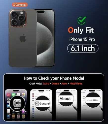 iPhone 15 Pro için FNTCASE Kılıf: Magsafe ile Uyumlu Şeffaf Manyetik Telefon Kılıfları, Ekran Koruyuculu, İnce, Sararmaya Dayanıklı, Sağlam, Darbeye Dayanıklı, Şeffaf Cep Telefonu Kılıfı (B-Siyah) - FNTCASE (1)