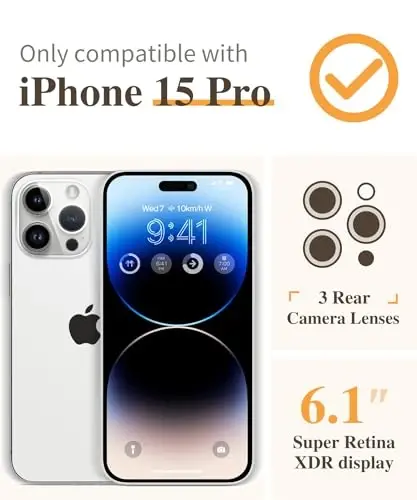 iPhone 15 Pro için GVIEWIN Çiçekli Kılıf, Ekran Koruyucu ve Kamera Lens Koruyuculu, [Sararma Yapmaz] İnce Darbeye Dayanıklı Şeffaf Kadın Telefon Kılıfı, Çiçek Desenli 6.1