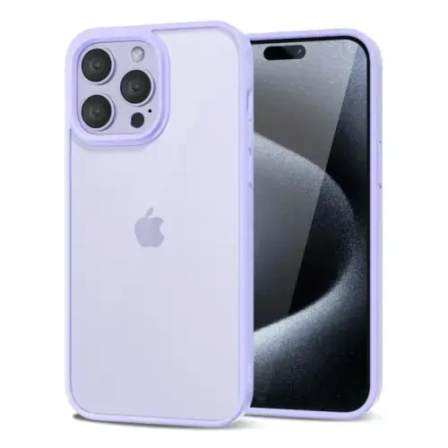 LoeoeL for iPhone 15 Pro Case Clear, Transparent Hybrid 15 Pro Phone Case [Hard Plastic & Soft Silicone Bumper] Acrylic Non Yellowing Thin Slim Protective Cover for Women, Purple Lavender 