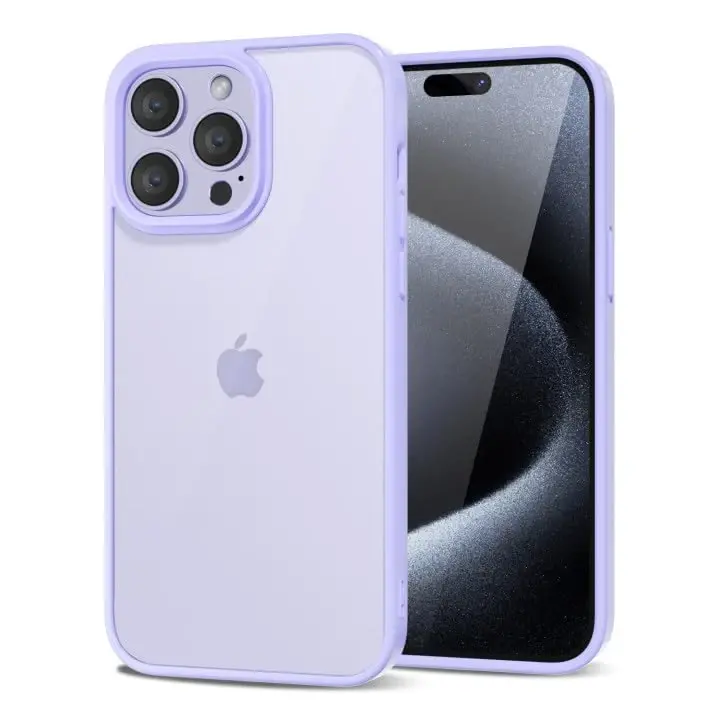 LoeoeL for iPhone 15 Pro Case Clear, Transparent Hybrid 15 Pro Phone Case [Hard Plastic & Soft Silicone Bumper] Acrylic Non Yellowing Thin Slim Protective Cover for Women, Purple Lavender - 1