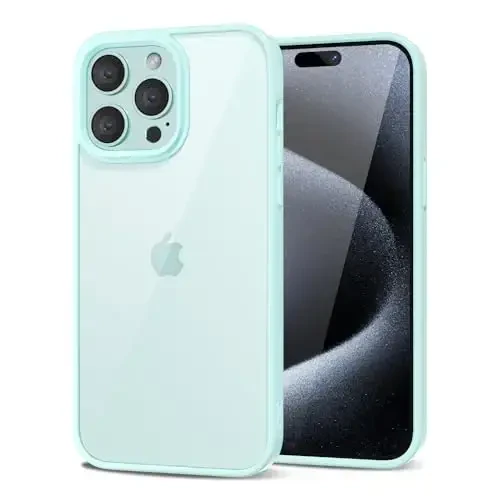 LoeoeL for iPhone 15 Pro Case Clear, Transparent Hybrid 15 Pro Phone Case [Hard Plastic & Soft Silicone Bumper] Acrylic Non Yellowing Thin Slim Protective Cover for Women, Teal 