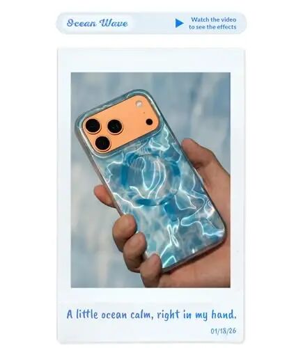 LONLI Hue Case for iPhone 15 Pro - [360° Shock-Absorbent Bumper] - [Cute and Unique Phone Cover for Girls and Women] - Ocean Wave 