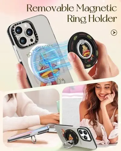 Lotadilo for iPhone 15 Pro Case for Women - Girls Kawaii Design Compatible with Magsafe Magnetic Ring Holder Stand Mushroom Frog Phone Covers Aesthetic Girly TPU Funda for 15 Pro - 4