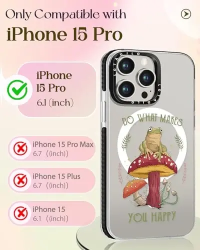 Lotadilo for iPhone 15 Pro Case for Women - Girls Kawaii Design Compatible with Magsafe Magnetic Ring Holder Stand Mushroom Frog Phone Covers Aesthetic Girly TPU Funda for 15 Pro - LOTADILO (1)