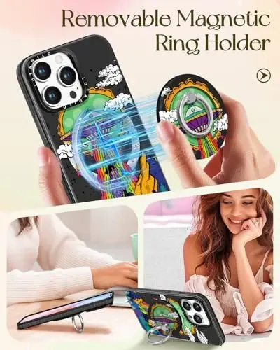 iPhone 15 Pro için Lotadilo Kadın Kılıfı - Kız Çocuk Kawaii Tasarımı, Magsafe Manyetik Halka Tutucu Stand UFO Uzaylı Telefon Kapakları Estetik Kız TPU Funda 15 Pro için - 4