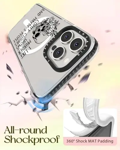 Lotadilo for iPhone 15 Pro Case for Women - Girls Kawaii Design Compatible with Magsafe Magnetic Ring Holder Stand Skull Skeleton Phone Covers Aesthetic Girly TPU Funda for 15 Pro - 7