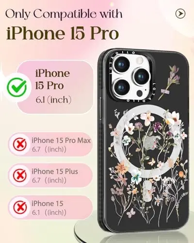 iPhone 15 Pro için Lotadilo Kadın Kılıfı - Kızlar için Kawaii Tasarımı Magsafe Manyetik Halka Tutucu Standı ile Uyumlu Çiçekli Telefon Kılıfları Estetik Kız TPU Funda 15 Pro - 2