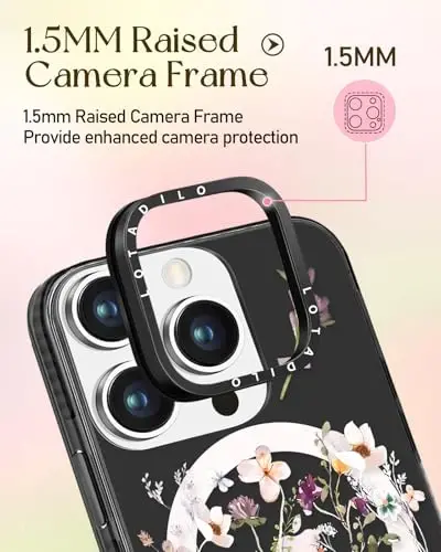 iPhone 15 Pro için Lotadilo Kadın Kılıfı - Kızlar için Kawaii Tasarımı Magsafe Manyetik Halka Tutucu Standı ile Uyumlu Çiçekli Telefon Kılıfları Estetik Kız TPU Funda 15 Pro - 3