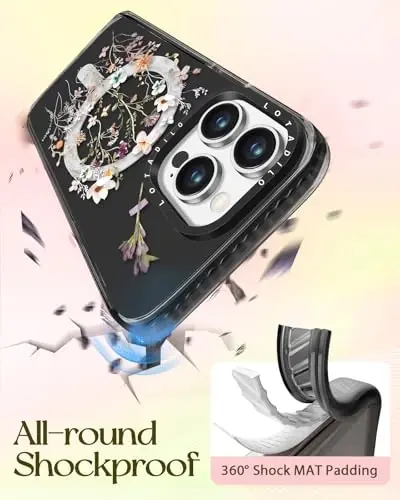 iPhone 15 Pro için Lotadilo Kadın Kılıfı - Kızlar için Kawaii Tasarımı Magsafe Manyetik Halka Tutucu Standı ile Uyumlu Çiçekli Telefon Kılıfları Estetik Kız TPU Funda 15 Pro - 6