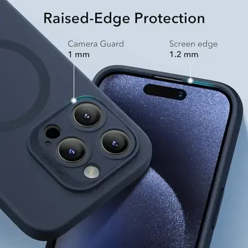ESR for iPhone 15 Pro Case with MagSafe, Supports Magnetic Charging, Slim Liquid Silicone Case, Shock Absorbing, Screen and Camera Protection, Cloud Series, Dark Blue - 5