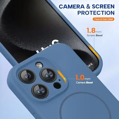 iPhone 15 Pro için Miracase Manyetik Kılıf, [Yumuşak Çizilmez Mikrofiber Astar], MagSafe için Manyetik, 15 Pro için Sıvı Silikon Darbeye Dayanıklı Düşme Korumalı Telefon Kılıfı, Cam Mavisi - 4
