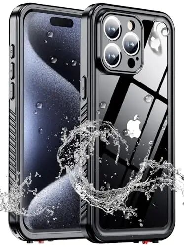 MOZOTER for iPhone 15 Pro Case Waterproof,[IPX8 Underwater Case][Full Body Shockproof & Military Dropproof] Clear Sound Quality Built-in Screen Protector for iPhone 15 Pro 6.1 inch-Black - MOZOTER