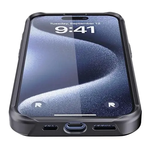 REBEL Case for iPhone 15 Pro [Gen-5 Aramid Fiber] Strong MagSafe Compatible, Grippy Sides, Shockproof Corners, Metal Lens + Buttons, Upgraded Protective Design, 6.1 Inch Phone 2023 (Black) - 3