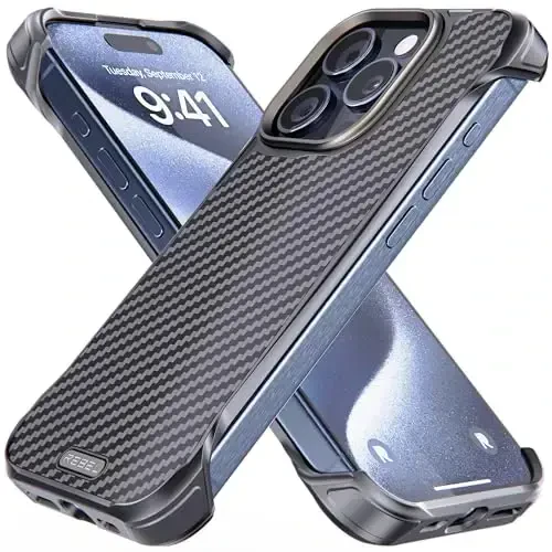 REBEL Case for iPhone 15 Pro [Flex Series] Exposed Sides Comfort, Aramid Fiber, Strong MagSafe Compatible, Shockproof Corners, Metal Lens, Protective Frameless Design, 6.1 Inch Phone 2023 (Flex) 