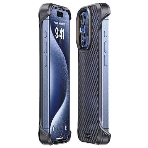 REBEL Case for iPhone 15 Pro [Flex Series] Exposed Sides Comfort, Aramid Fiber, Strong MagSafe Compatible, Shockproof Corners, Metal Lens, Protective Frameless Design, 6.1 Inch Phone 2023 (Flex) - 5