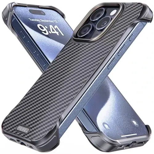 REBEL Case for iPhone 15 Pro [Flex Series] Exposed Sides Comfort, Aramid Fiber, Strong MagSafe Compatible, Shockproof Corners, Metal Lens, Protective Frameless Design, 6.1 Inch Phone 2023 (Flex) - 1