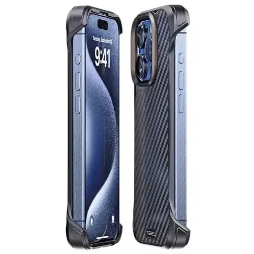 REBEL Case for iPhone 15 Pro [Flex Series] Exposed Sides Comfort, Aramid Fiber, Strong MagSafe Compatible, Shockproof Corners, Metal Lens, Protective Frameless Design, 6.1 Inch Phone 2023 (Flex) - 5