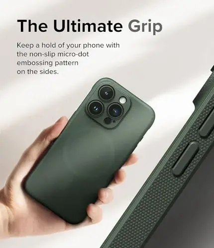 Ringke Onyx for iPhone 15 Pro Case, [Compatible with MagSafe] Oil & Dirt Resistant, Individual Lens Covers for Cameras, Non-Slip Enhanced Grip Lightweight Cover - Magnetic Dark Green - 5