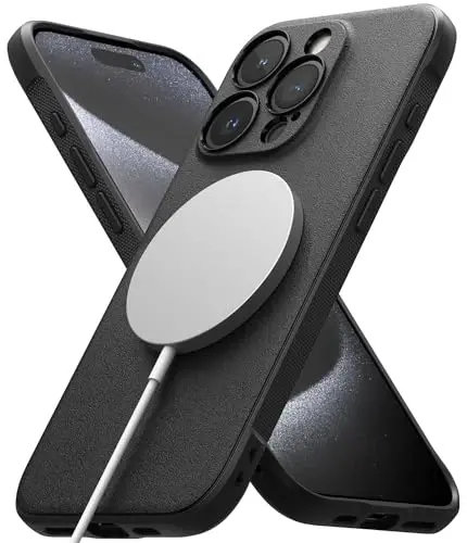 Ringke Onyx for iPhone 15 Pro Case, [Compatible with MagSafe] Oil & Dirt Resistant, Individual Lens Covers for Cameras, Non-Slip Enhanced Grip Lightweight Cover - Magnetic Black 