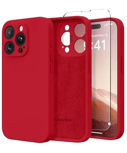 SuydanBox Magnetic for iPhone 15 Pro Case, Compatible with MagSafe, [Full Camera Protection][Screen Protector] Silicone Shockproof Protective Phone Case for iPhone 15 Pro 6.1