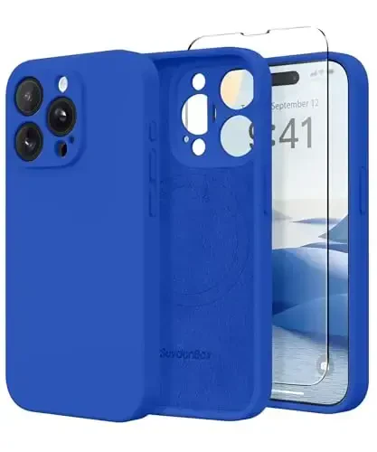 SuydanBox Magnetic for iPhone 15 Pro Case, Compatible with MagSafe, [Full Camera Protection][Screen Protector] Silicone Shockproof Protective Phone Case for iPhone 15 Pro 6.1