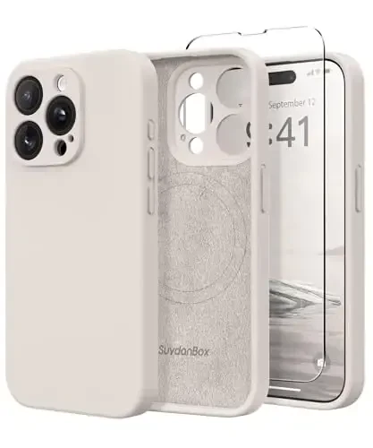 SuydanBox Magnetic for iPhone 15 Pro Case, Compatible with MagSafe, [Full Camera Protection][Screen Protector] Silicone Shockproof Protective Phone Case for iPhone 15 Pro 6.1