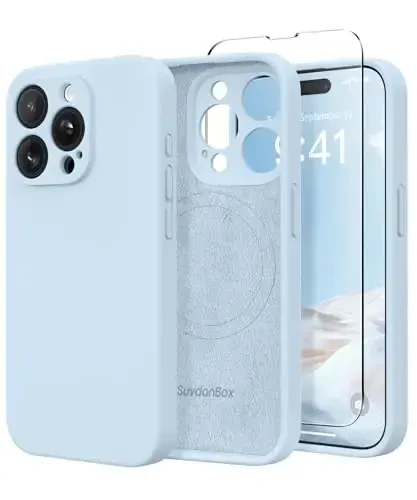 SuydanBox Magnetic for iPhone 15 Pro Case, Compatible with MagSafe, [Full Camera Protection][Screen Protector] Silicone Shockproof Protective Phone Case for iPhone 15 Pro 6.1