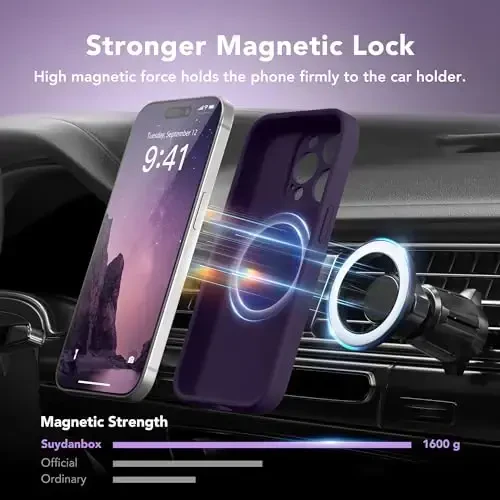 SuydanBox Magnetic for iPhone 15 Pro Case, Compatible with MagSafe, [Full Camera Protection][Screen Protector] Silicone Shockproof Protective Phone Case for iPhone 15 Pro 6.1