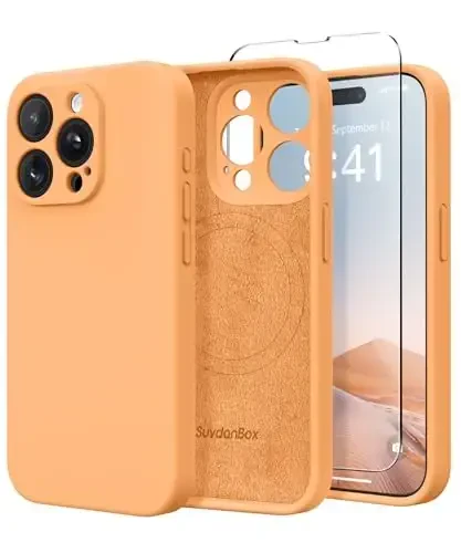 SuydanBox Magnetic for iPhone 15 Pro Case, Compatible with MagSafe, [Full Camera Protection][Screen Protector] Silicone Shockproof Protective Phone Case for iPhone 15 Pro 6.1