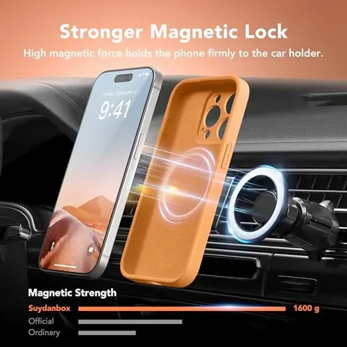 SuydanBox Magnetic for iPhone 15 Pro Case, Compatible with MagSafe, [Full Camera Protection][Screen Protector] Silicone Shockproof Protective Phone Case for iPhone 15 Pro 6.1