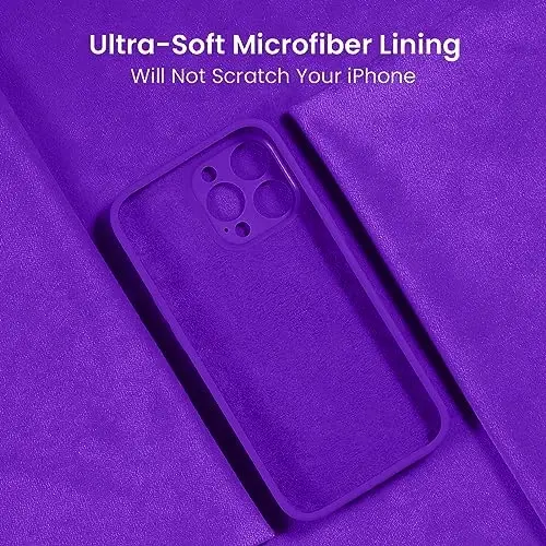 FireNova Designed for iPhone 15 Pro Case, Silicone Upgraded [Camera Protection] Phone Case with [2 Screen Protectors], Soft Anti-Scratch Microfiber Lining Inside, 6.1 inch, Neon Purple - 5