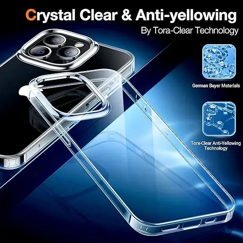 TORRAS Crystal Clear for iPhone 15 Pro Case, Ultra-Thin [Non-Yellowing] [Military Protection] Slim Fit Silicone TPU Cover for iPhone 15 Pro Phone Case, Soft, Clear, 6.1 inch - TORRAS (1)
