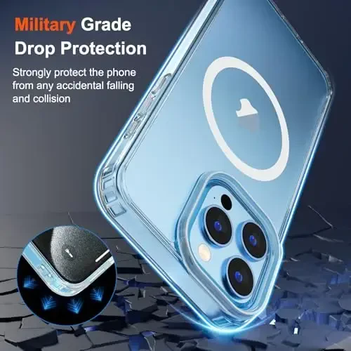 zapica Magnetic for iPhone 15 Pro Case, [Crystal Clear Not Yellowing] [Compatible with MagSafe] [Military Drop Protection] Non-Slip Shockproof Anti-Scratch Phone Case, Clear - 5
