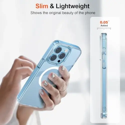zapica Magnetic for iPhone 15 Pro Case, [Crystal Clear Not Yellowing] [Compatible with MagSafe] [Military Drop Protection] Non-Slip Shockproof Anti-Scratch Phone Case, Clear - 1