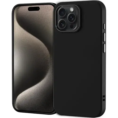 TENOC Phone Case Compatible with iPhone 15 Pro, Black Case Anti-Fingerprint Protective Bumper Matte Cover for 6.1 Inch - 1