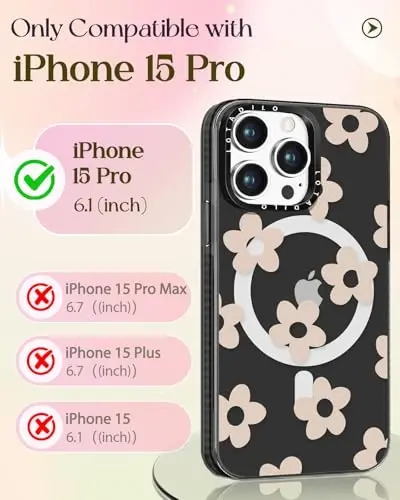 iPhone 15 Pro Kadın - Kız Çocuk için Lotadilo Kılıfı - Magsafe Manyetik Yüzük Tutucu Standı Çiçekli Telefon Kılıfları Estetik Kız TPU Funda ile Uyumlu Sevimli Tasarım 15 Pro - 2