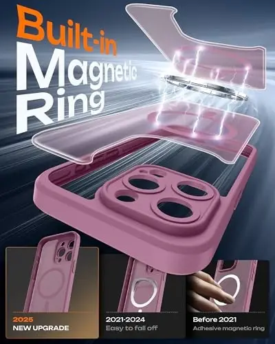 iPhone 15 Pro Kılıf için TOCOL, Magsafe Şarj Cihazı ile Uyumlu, Tam Kamera Koruması, Düşme Koruması, iPhone 15 Pro 6.1 inç için Yarı Saydam Mat Telefon Kılıfı (Lila Mor) - 3