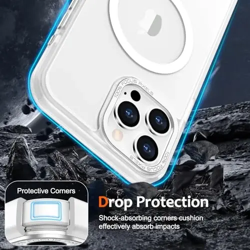Anuck Case for iPhone 15 Pro Case Magnetic Phone Case Compatible with MagSafe, Soft TPU Bumper Hard Translucent Matte Back Slim Fit Shockproof Protective Cover for Men Women Girls - White - 4