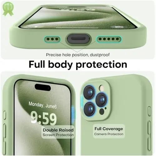 LOVE 3000 Designed for iPhone 15 Pro Case, Premium Silicone with [Soft Anti-Scratch Microfiber Lining] Shockproof Protective Phone Case for Men Women Girls 6.1