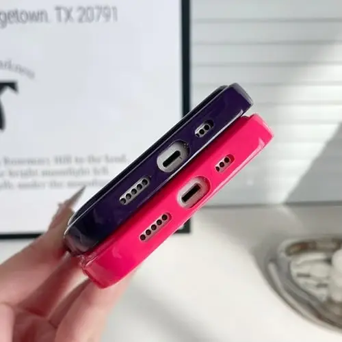 FABSPARK Phone Case for iPhone 15 Pro Case,Simple Wave Design Wavy Frame Soft Silicone Aesthetic for iPhone 15 Pro,Deep Purple - 6