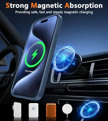 FNTCASE for iPhone 15 Pro Case: [Compatible with Magsafe] Translucent Matte Magnetic Phone Cover - Military Grade Drop Protection Shockproof Protective Cases - Blue - 3
