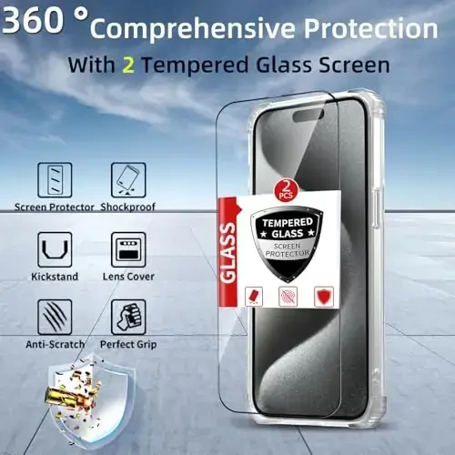 IYTRRYH for iPhone 15 Pro Case Magnetic Compatible with MagSafe Wireless Charging,with 2 Screen Protector,Built-in Kickstand,for 15 Pro Phone Case Military Grade Heavy Duty Protection Shockproof Clear - 4