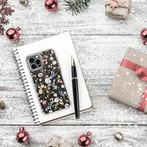 bicol Compatible with iPhone 15 Pro Case, Crystal Acrylic Clear with Fashionable Pattern Designs for Girls Women, Slim Fit Shockproof Protective Phone Cover 6.1 inch,Blooming Wildflower - 6